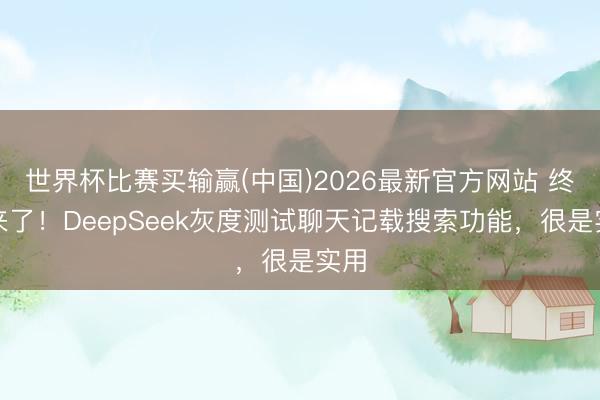 世界杯比赛买输赢(中国)2026最新官方网站 终于来了！DeepSeek灰度测试聊天记载搜索功能，很是实用