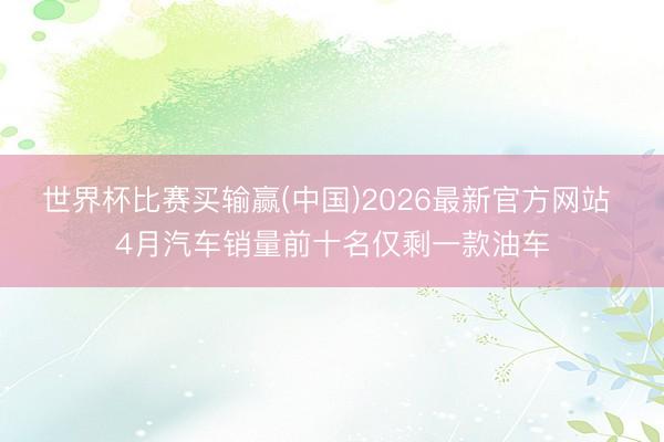 世界杯比赛买输赢(中国)2026最新官方网站 4月汽车销量前十名仅剩一款油车