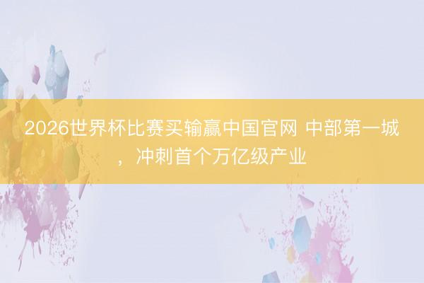 2026世界杯比赛买输赢中国官网 中部第一城，冲刺首个万亿级产业