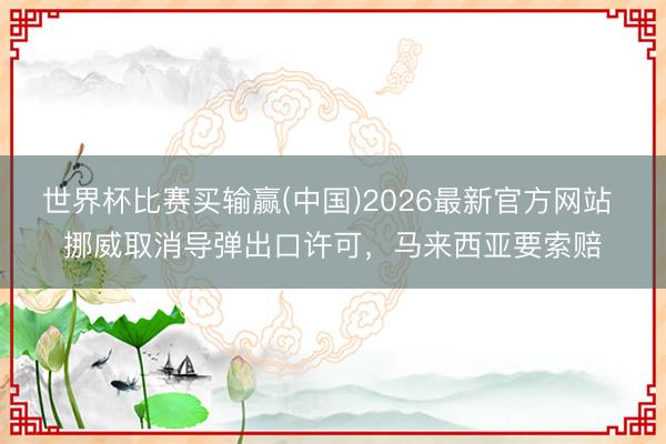 世界杯比赛买输赢(中国)2026最新官方网站 挪威取消导弹出口许可，马来西亚要索赔