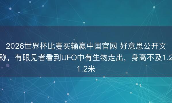 2026世界杯比赛买输赢中国官网 好意思公开文献称，有眼见者看到UFO中有生物走出，身高不及1.2米