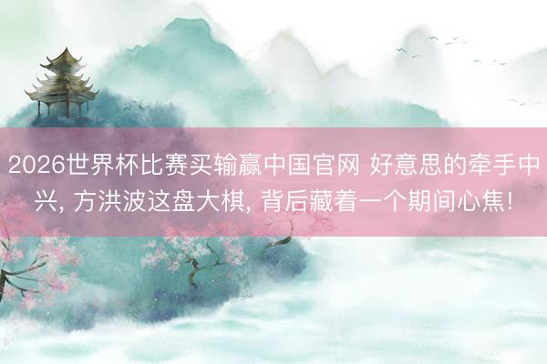 2026世界杯比赛买输赢中国官网 好意思的牵手中兴， 方洪波这盘大棋， 背后藏着一个期间心焦!
