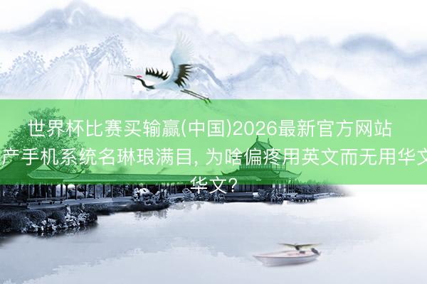 世界杯比赛买输赢(中国)2026最新官方网站 国产手机系统名琳琅满目， 为啥偏疼用英文而无用华文?