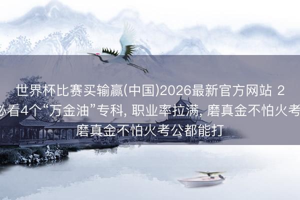 世界杯比赛买输赢(中国)2026最新官方网站 26届考生必看4个“万金油”专科， 职业率拉满， 磨真金不怕火考公都能打