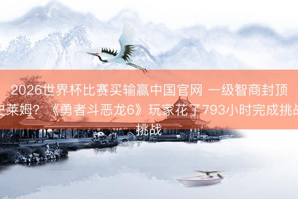 2026世界杯比赛买输赢中国官网 一级智商封顶史莱姆？《勇者斗恶龙6》玩家花了793小时完成挑战
