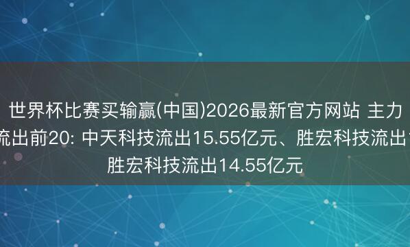 世界杯比赛买输赢(中国)2026最新官方网站 主力个股资金流出前20: 中天科技流出15.55亿元、胜宏科技流出14.55亿元