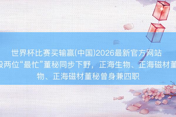 世界杯比赛买输赢(中国)2026最新官方网站 身兼四职！A股两位“最忙”董秘同步下野，正海生物、正海磁材董秘曾身兼四职