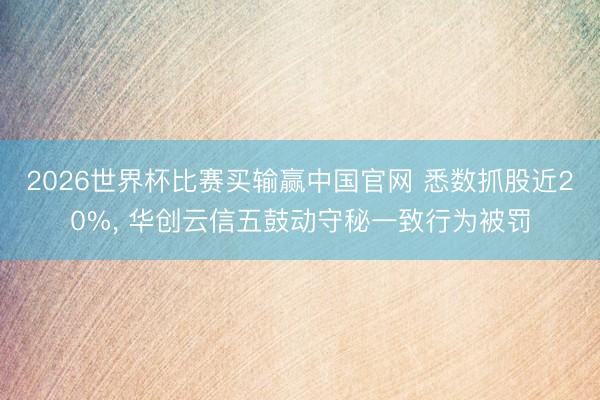 2026世界杯比赛买输赢中国官网 悉数抓股近20%， 华创云信五鼓动守秘一致行为被罚