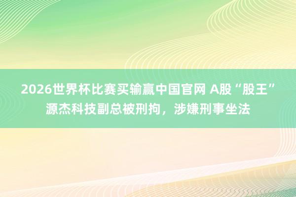 2026世界杯比赛买输赢中国官网 A股“股王”源杰科技副总被刑拘,涉嫌刑事坐法